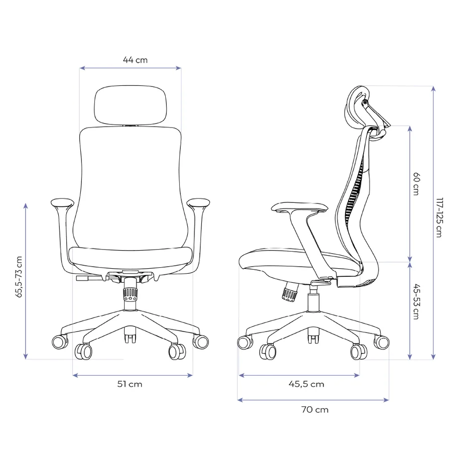 Dimensões Cadeira Ergonômica Elements Aiven