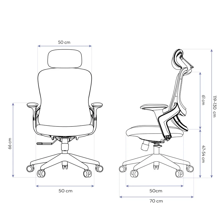Dimensões Cadeira Ergonômica Elements Alásia