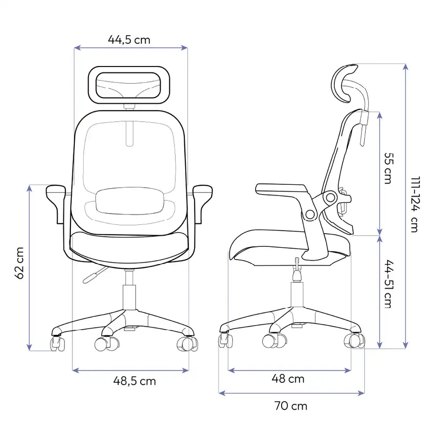 Dimensões Cadeira Ergonômica Elements Astra