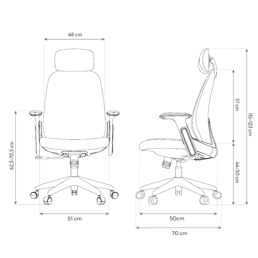 Dimensões Cadeira Ergonômica Elements Belena