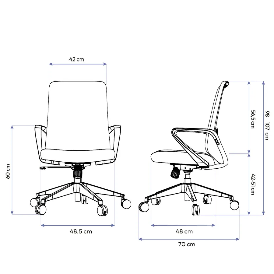 Dimensões Cadeira Ergonômica Elements Lira