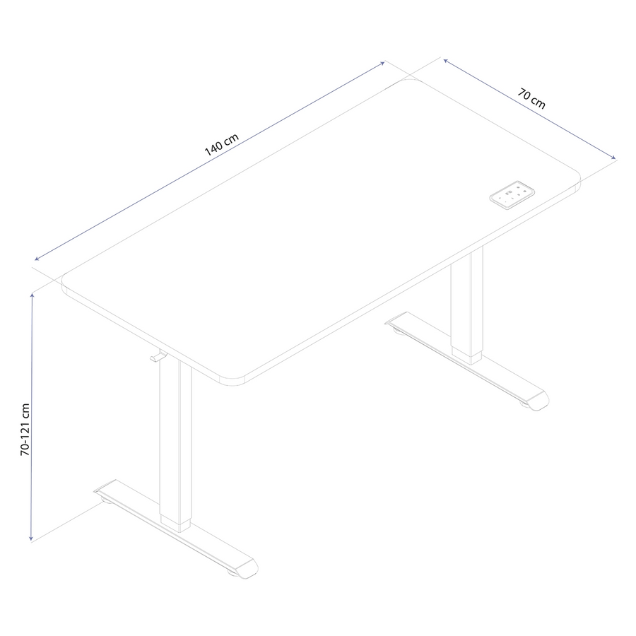 Dimensões Mesa com Regulagem de Altura Elétrica Misch Pro