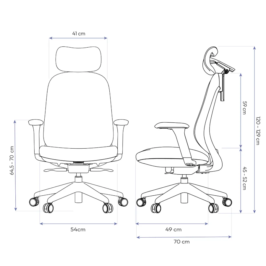 Dimensões Cadeira Ergonômica Elements Niméa