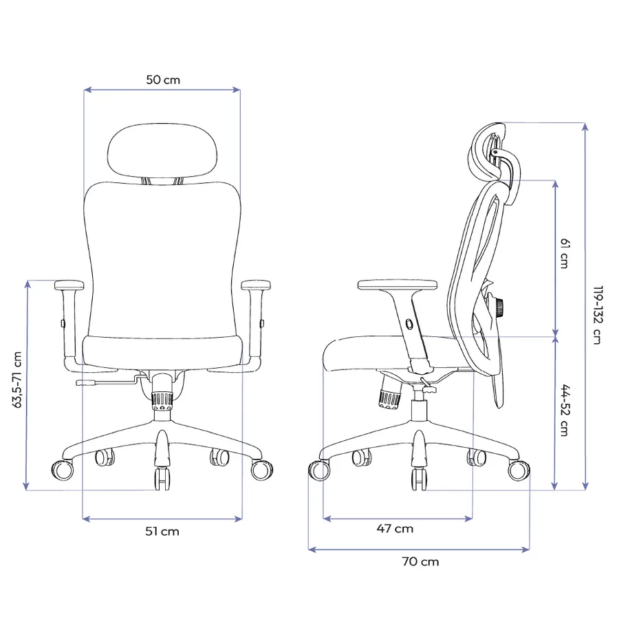Dimensões Cadeira Ergonômica Elements Samaia