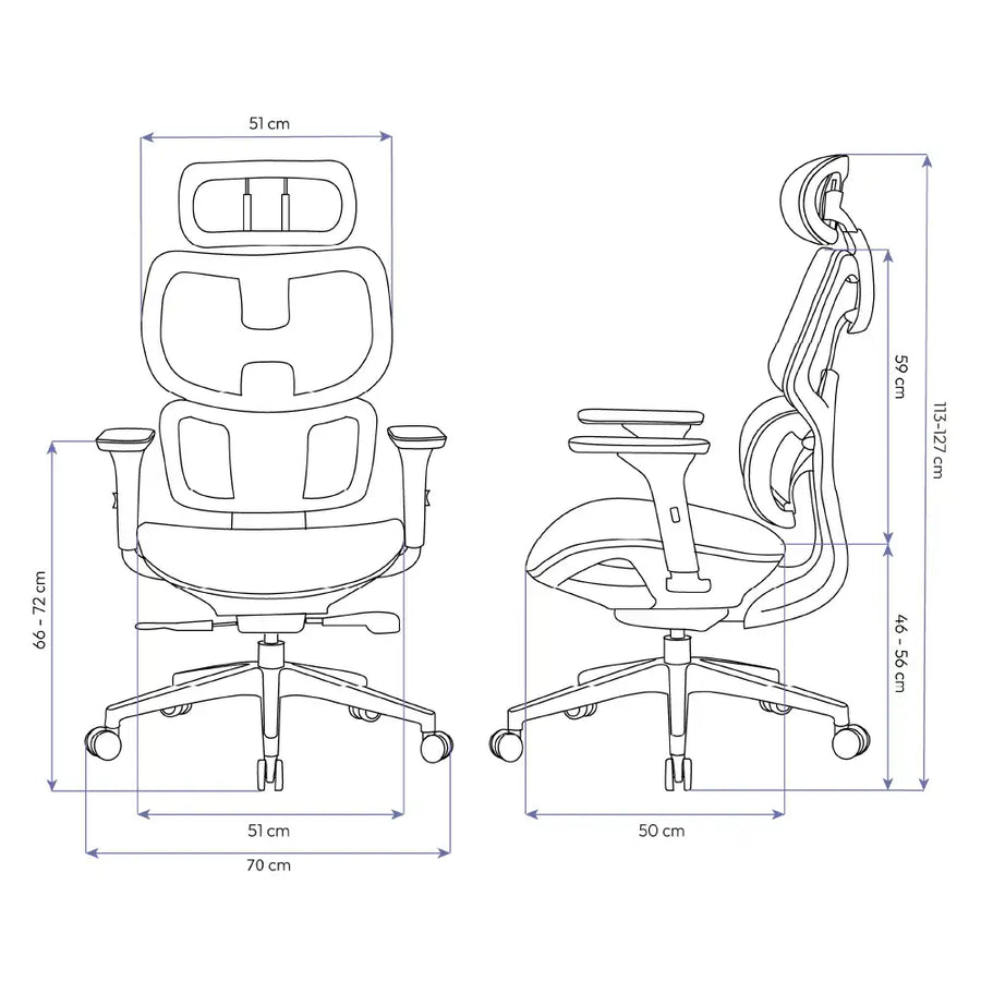 Dimensões Cadeira Ergonômica Elements Siggy