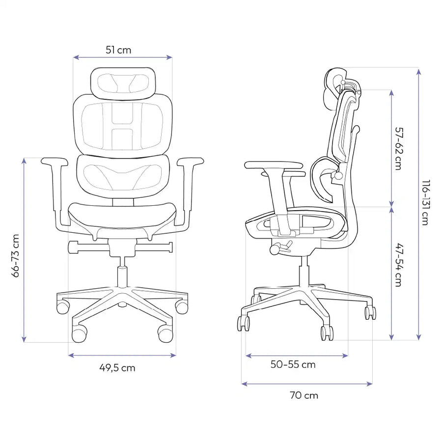 Dimensões Cadeira Ergonômica Elements Sophy