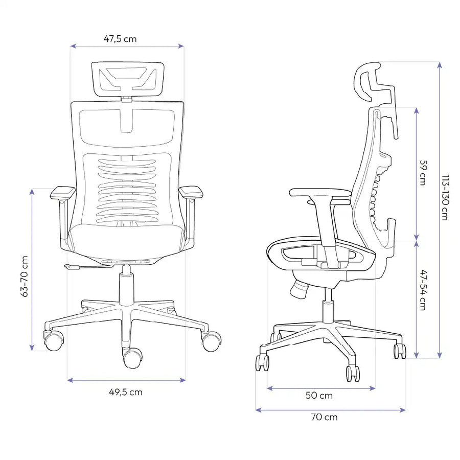 Dimensões Cadeira Ergonômica Elements Vertta Pro
