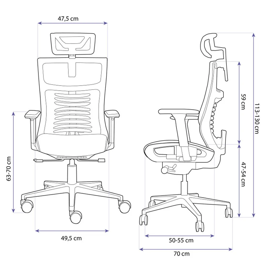 Dimensões Cadeira Ergonômica Elements Vertta Special