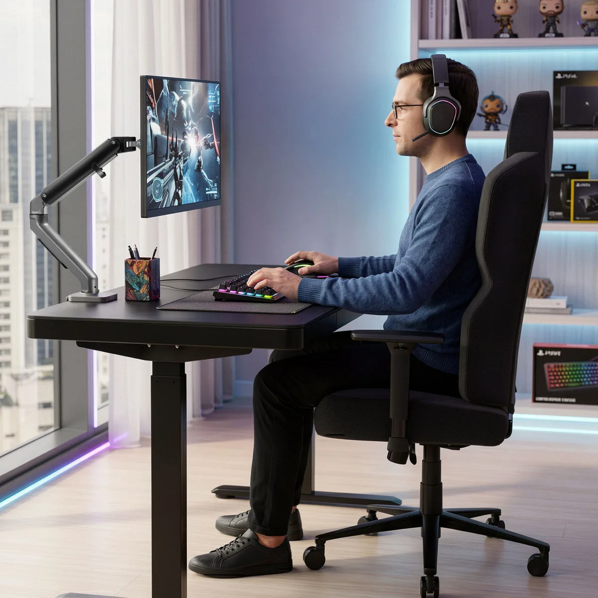 Combo Cadeira Gamer Magna + Braço Articulado Axion